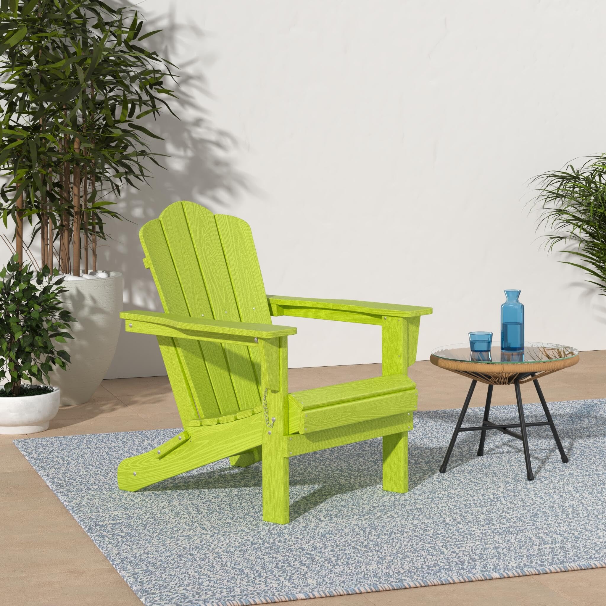 Kingyes Folding Adirondack Chair, Hdpe All-Weather Folding Adirondack Chair -Apple
